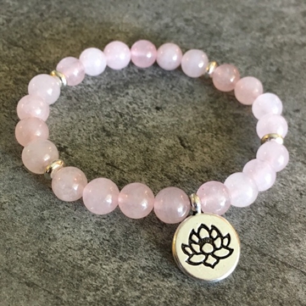 Rose Quartz Lotus Chakra Stretchy Bracelet
